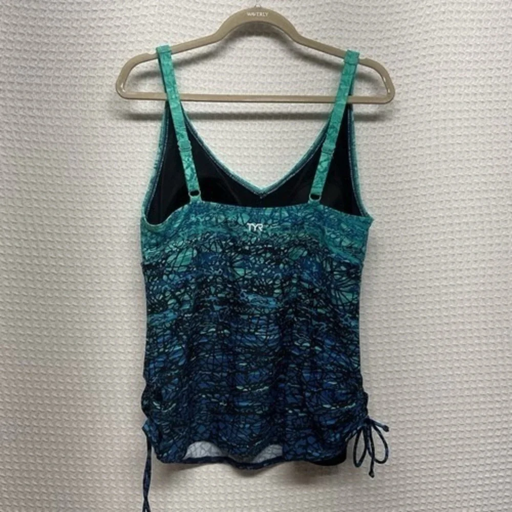 NWT TYR Artic V-Neck UPF50+ Teal/Blue Tankini Top Swim Kayak Style Women16 China